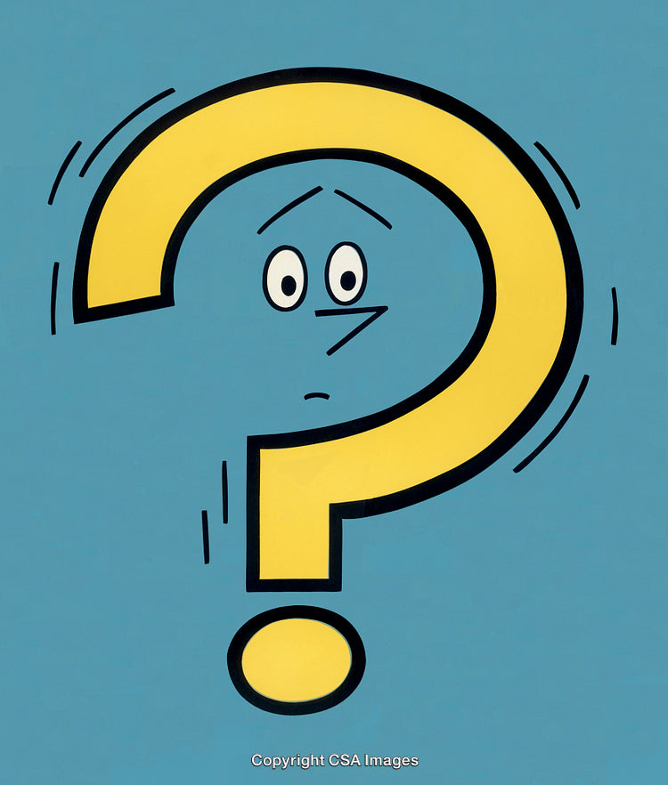 Yellow Question Mark with Facial Expression on a Blue Background