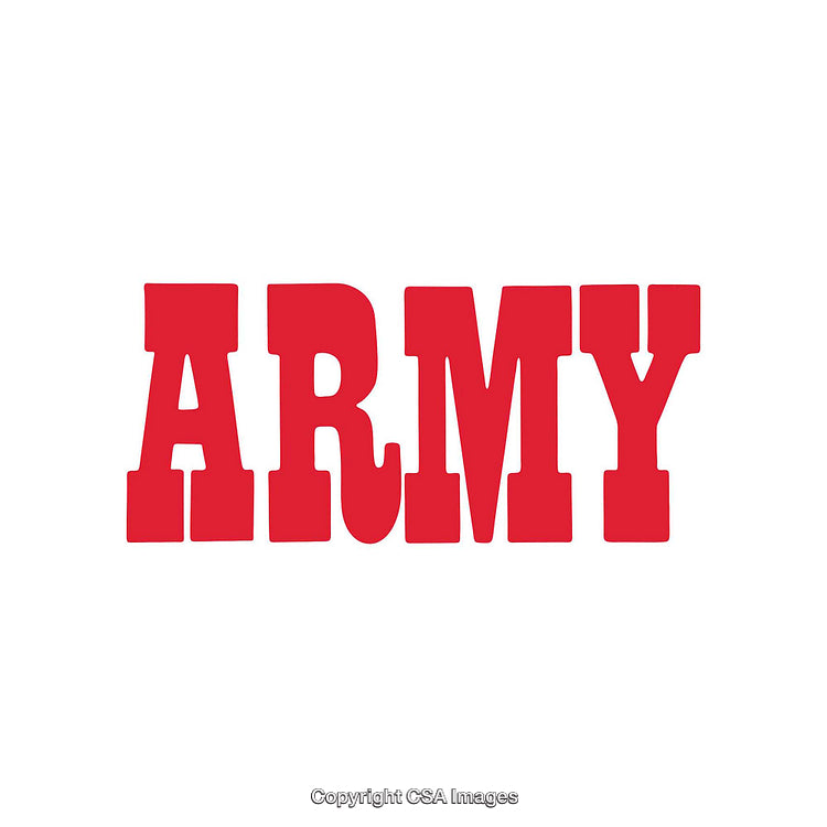 Bold Red Army Text on a Plain White Background