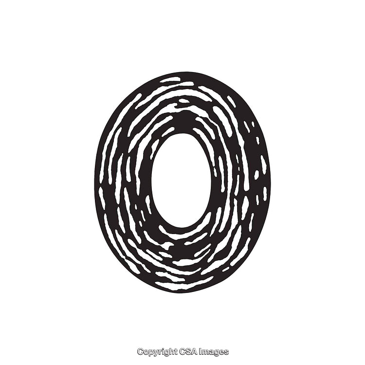 Decorative Black and White Letter O With Wood Grain Texture Design