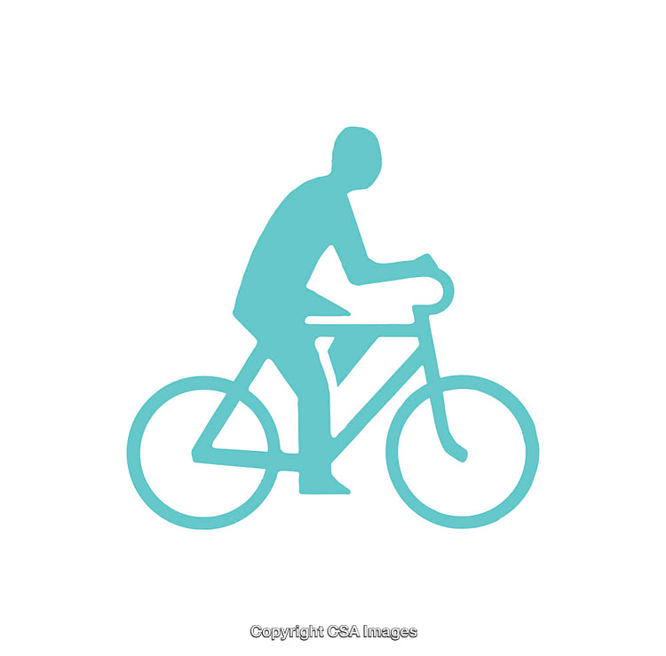 Silhouette Icon of a Person Riding a Bicycle in Minimalist Style