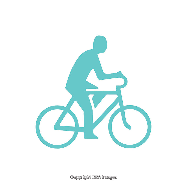 Silhouette Icon of a Person Riding a Bicycle in Minimalist Style