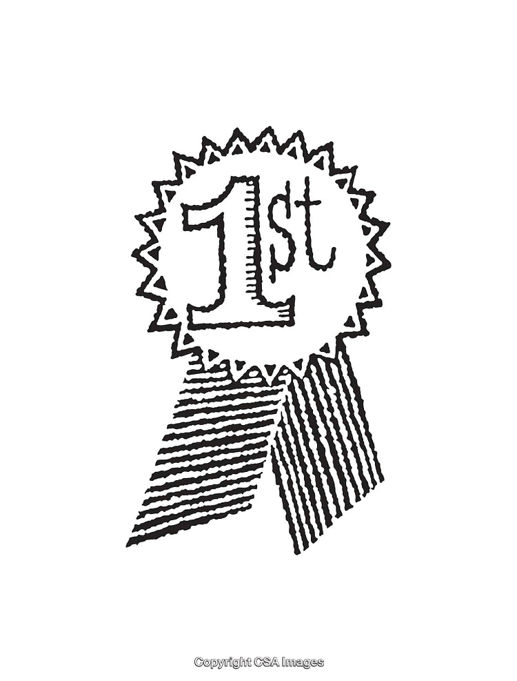 Black and White First Place Award Ribbon in Line Art