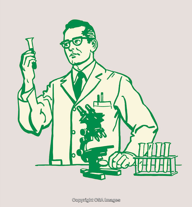 Scientist Conducting Experiment with Microscope and Test Tubes in Lab Artwork