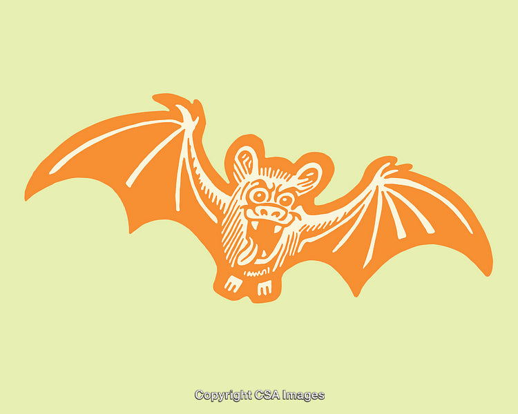 Colorful Illustration of a Whimsical Flying Bat Design in Bright Graphics