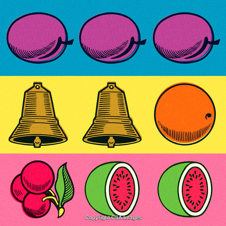 Pop Art Inspired Fruit and Bell Illustrations in Vibrant Multicolor Style
