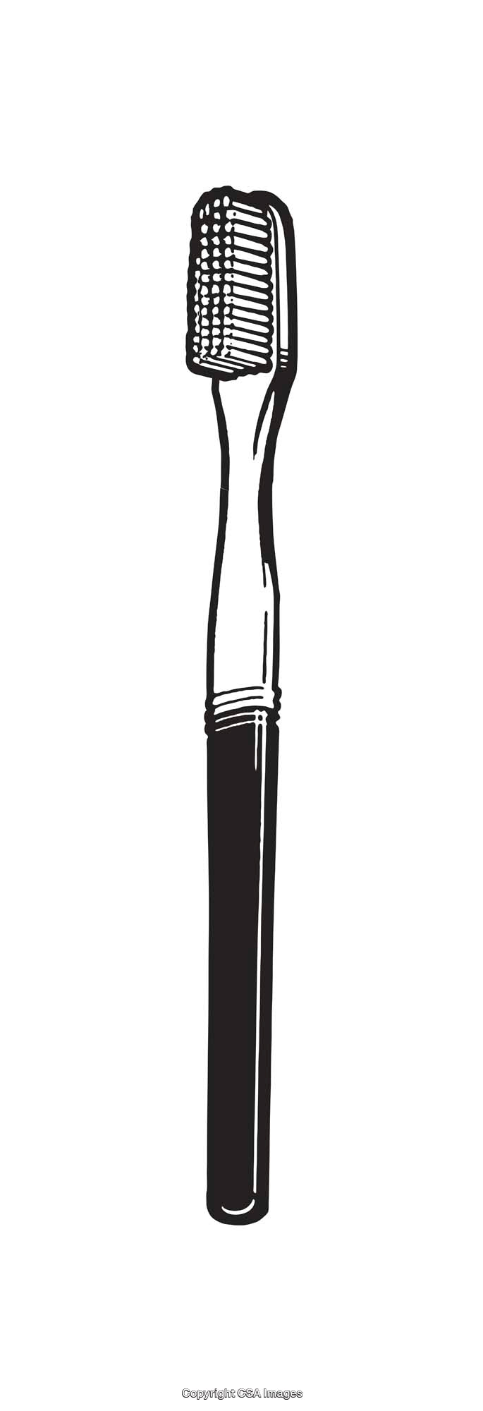 Black and White Line Drawing of a Toothbrush for Cleanliness Concepts