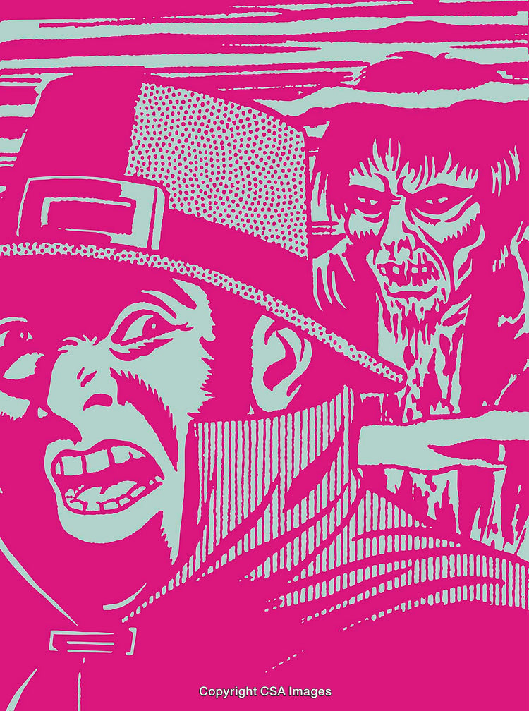 Colorful Illustration of a Suspenseful Scene with Intriguing Characters