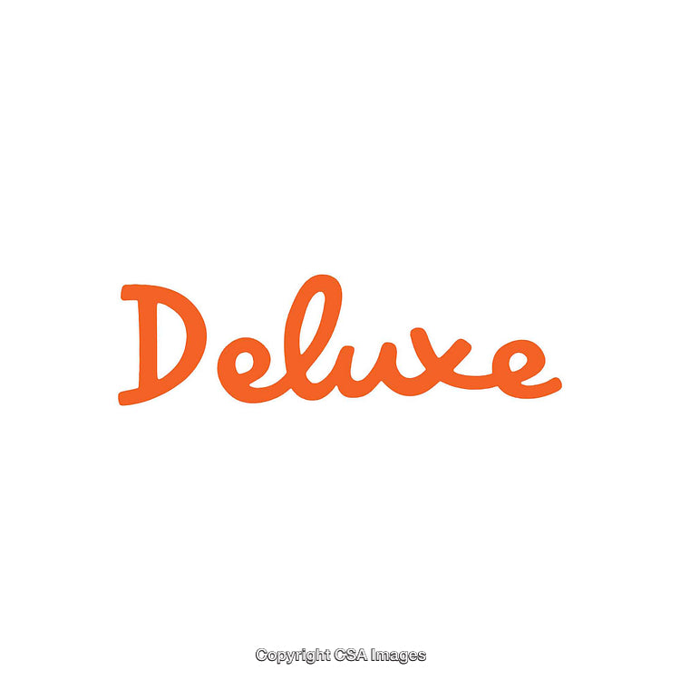 Orange Deluxe Script Text Over White Background in Modern Style