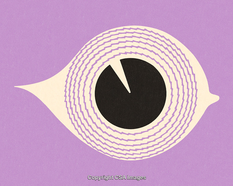 Abstract Illustration Featuring Eye Shape With Optical Design on Purple Background