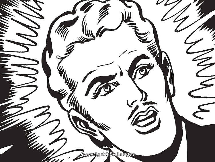 Retro Comic Style Shocked Character Illustration With Dramatic Expression