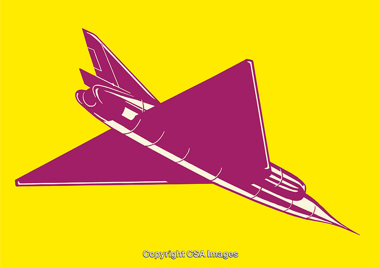 Geometrical Aircraft Illustration with Bold Colors and Clean Lines on Yellow