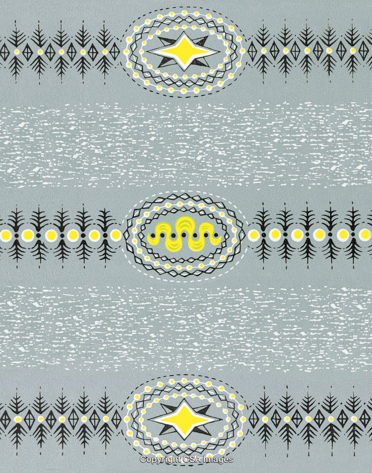 Seamless Gray and Yellow Geometric Pattern with Decorative Star Designs