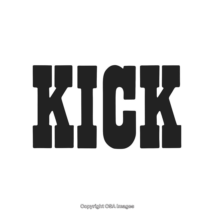 Kick Typography in Bold Black Letters on White Background