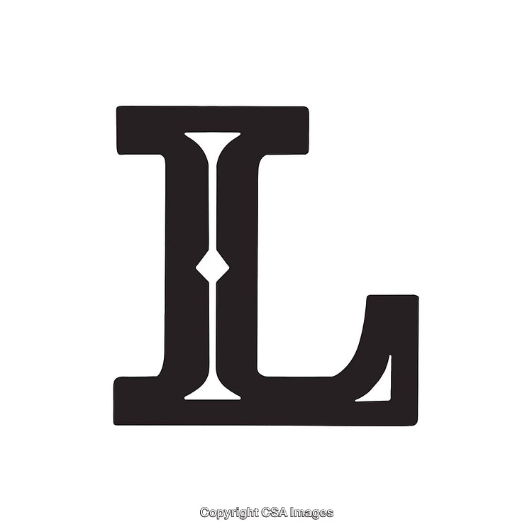Elegant Black Serif Letter L Isolated on White Background