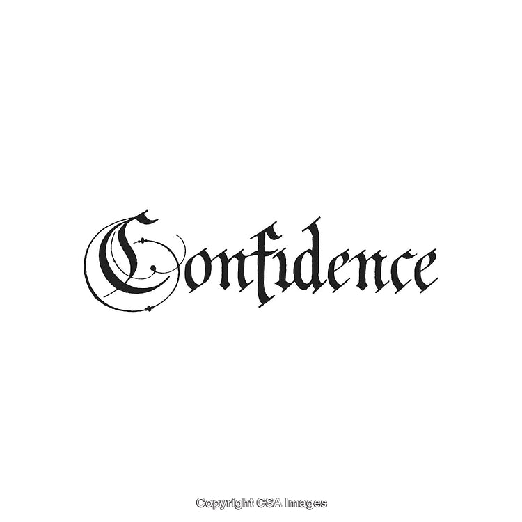 Elegant Calligraphy Text Depicting the Word 'Confidence' in Black Ink