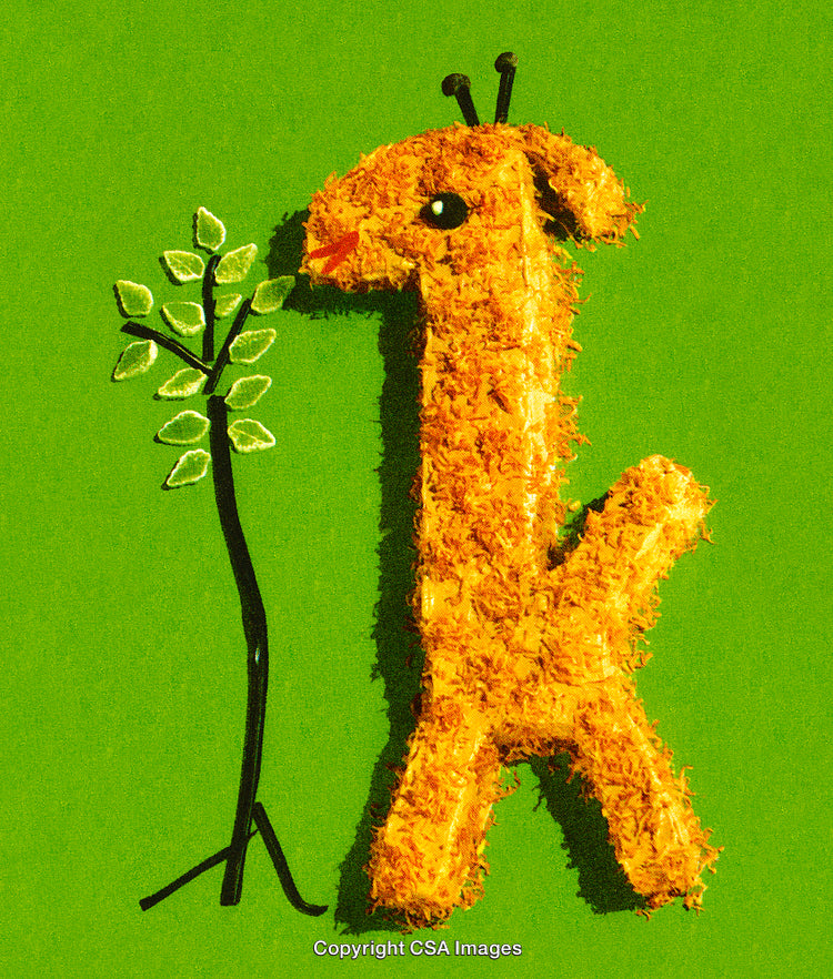 Stylized Artwork of a Giraffe and Tree in Bright Pop Art Style