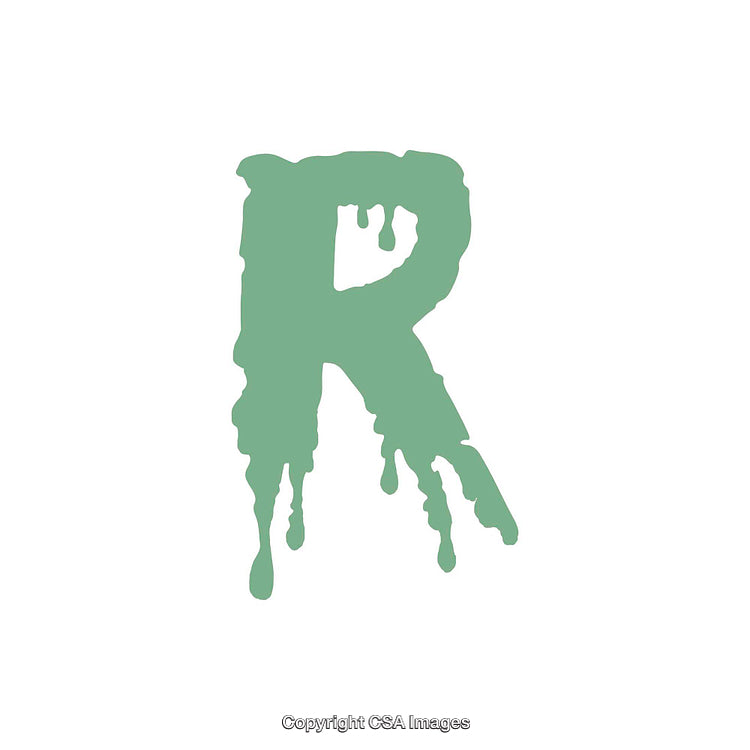 Green Dripping Letter R on a Clean White Background