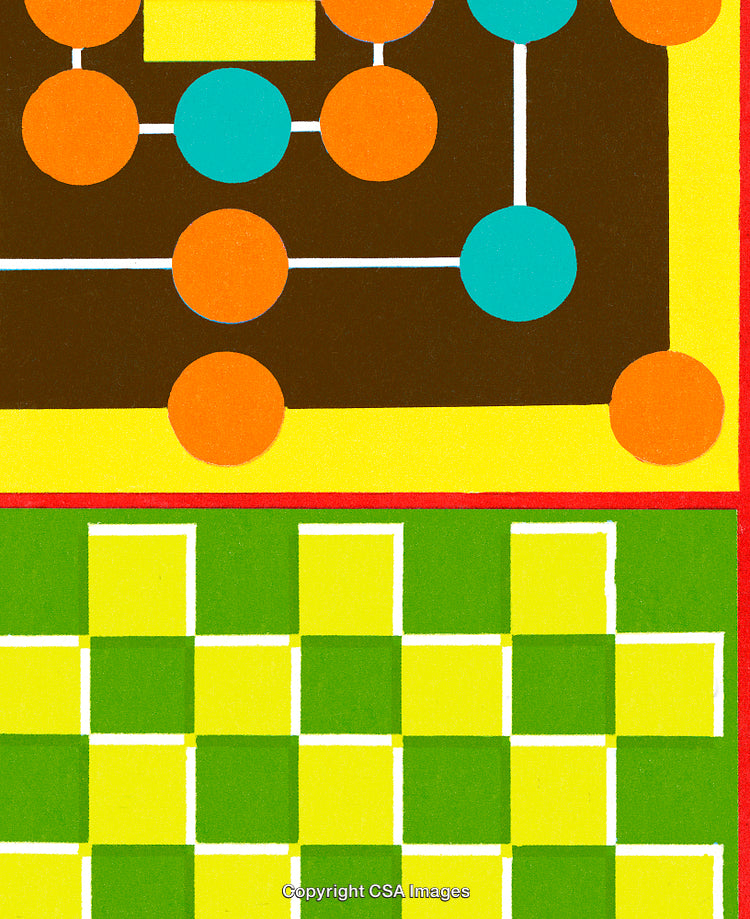 Colorful Abstract Geometric Design with Circular and Square Patterns
