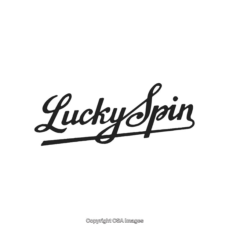Elegant Black Calligraphy Typography Design Featuring Lucky Spin Text