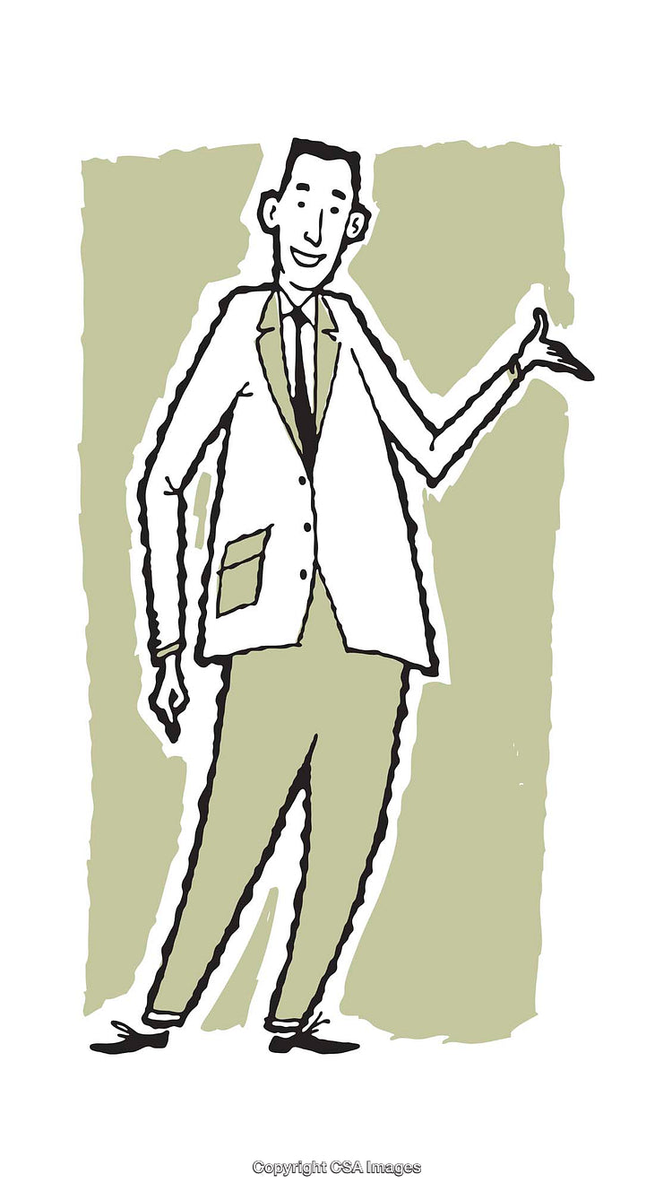 Cartoon Drawing of a Comedic Businessman in a Suit