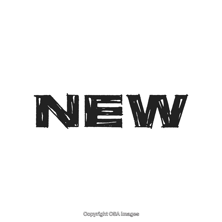 Black Hand-Drawn Style Typography for the Word 'New' on White Background