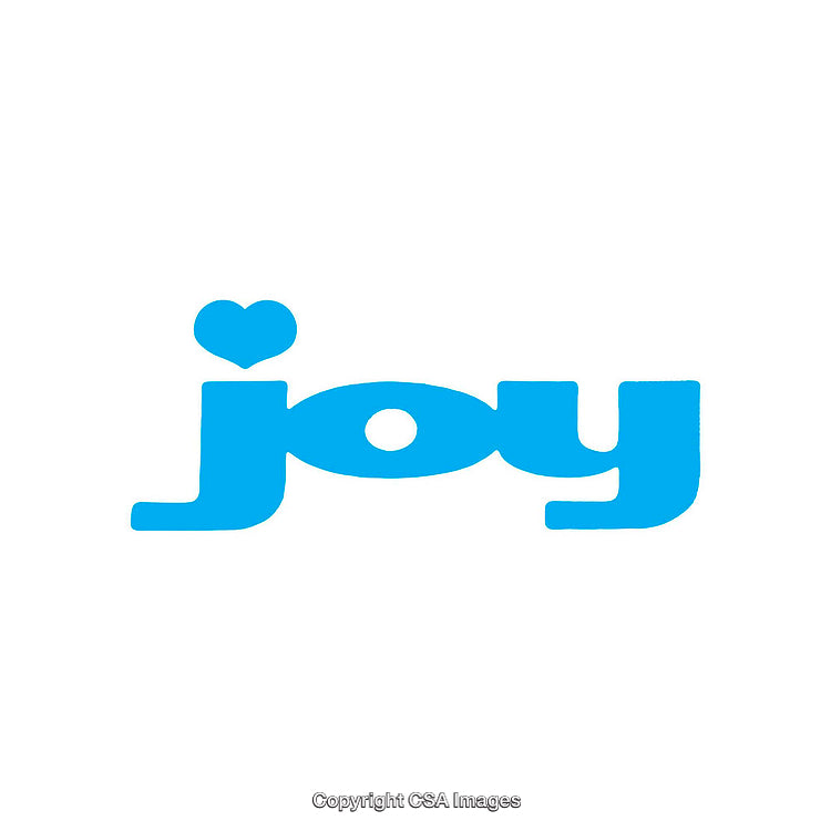 Blue Joy Typography with Heart Accent on White Background