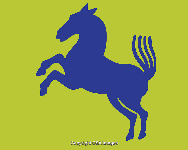 Blue Horse Silhouette on Vibrant Green Background Illustration