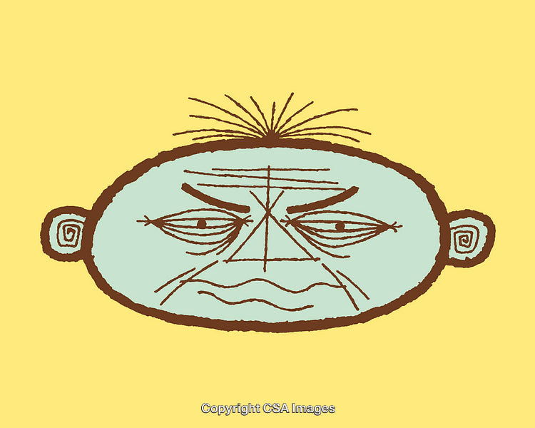 Expressive Abstract Line Art Illustration with Vibrant Colors on Yellow Background
