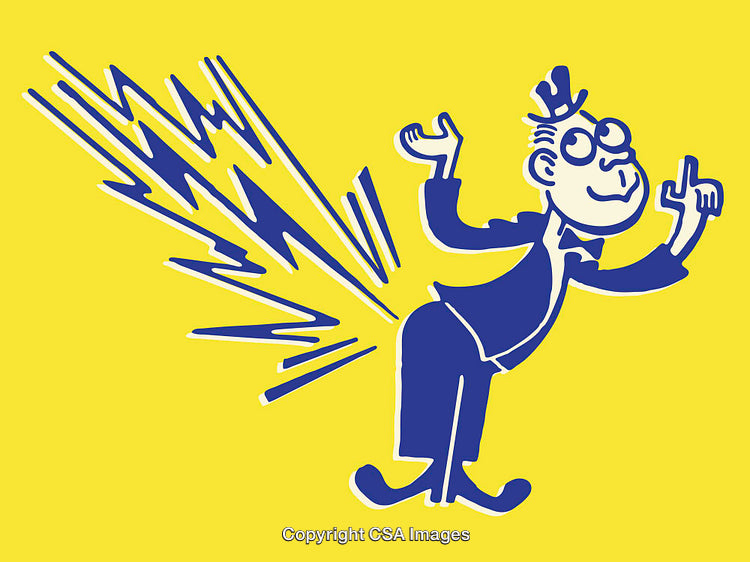 Humorous Illustration of a Cartoon Character Expressing Energy in Style