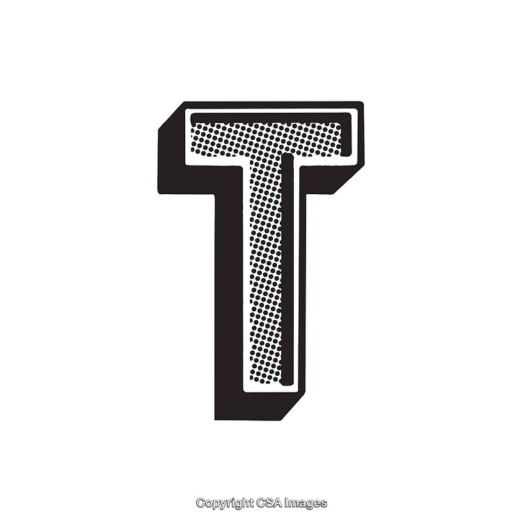 Bold Creative Illustration of the Letter T with a Monochromatic Design