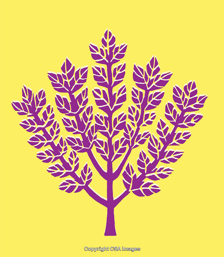 Purple Branch Illustration on Vibrant Yellow Background