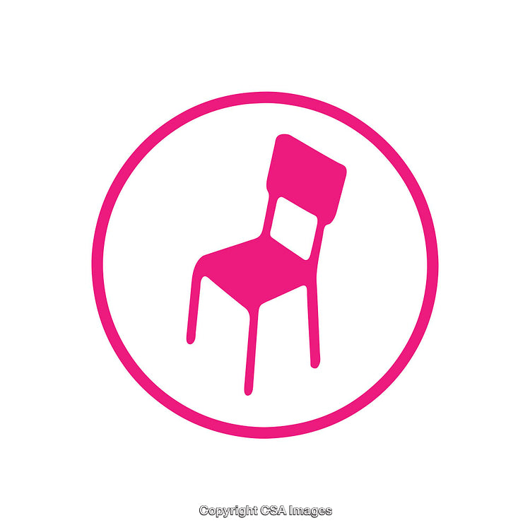 Minimalist Pink Chair Icon in Circular Design
