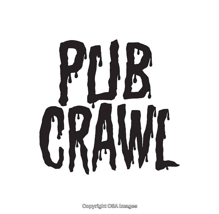 Monochrome Illustration Highlighting the Concept of a Pub Crawl