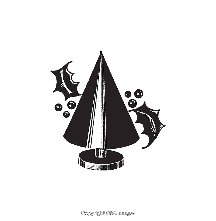 Black and White Illustration of Festive Graphic Elements