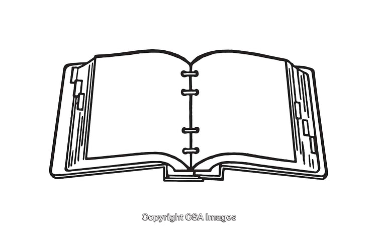 Black And White Line Art Of Open Book Illustration