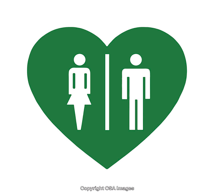 Green Heart Icon with Male and Female Symbols