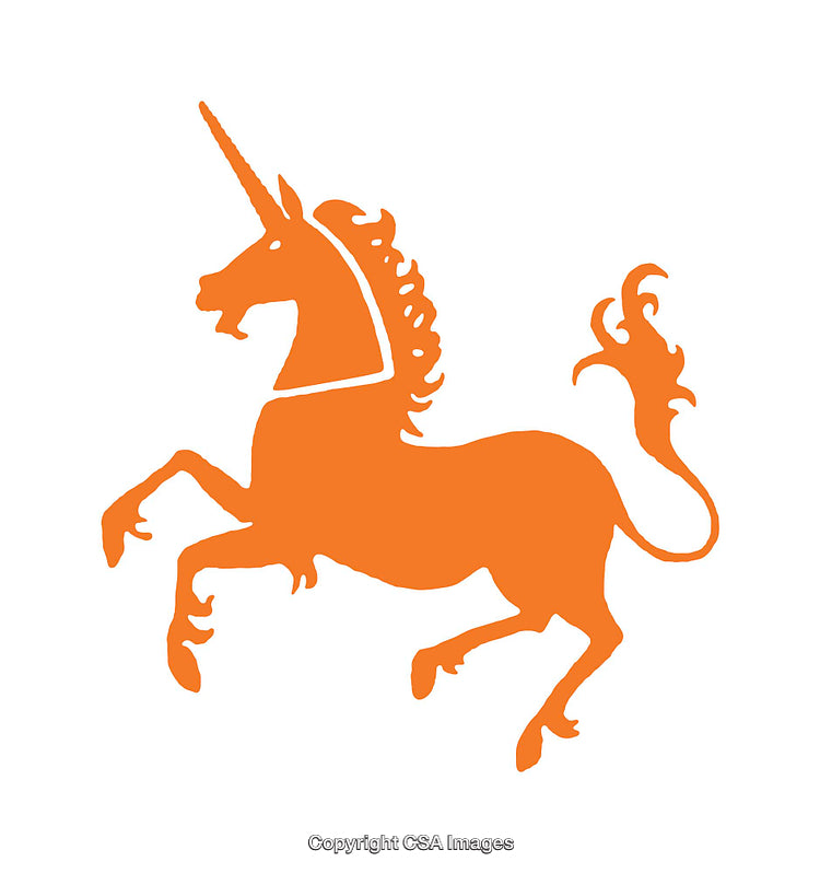 Orange Silhouette of a Unicorn in a Majestic Pose