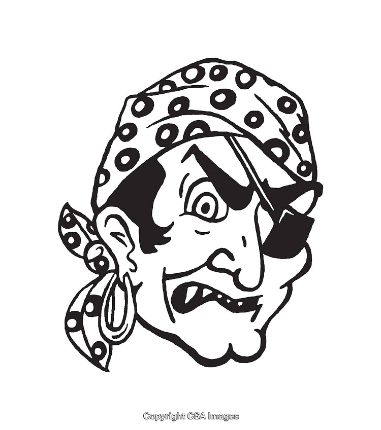 Black and White Line Art of a Pirate Illustration
