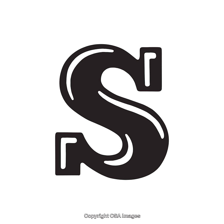 Artistic Black Letter S on a Minimalist White Background