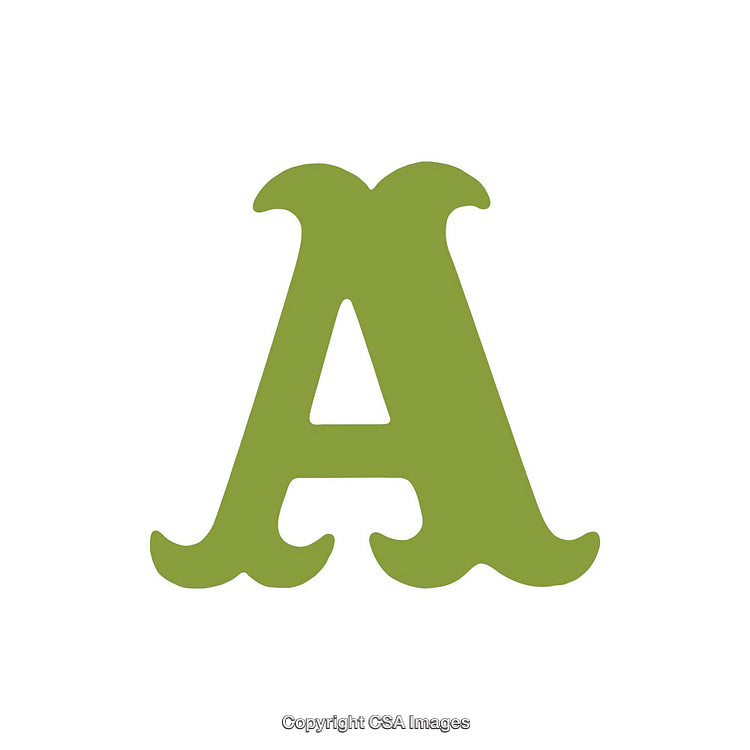 Retro Green Letter A on a White Background