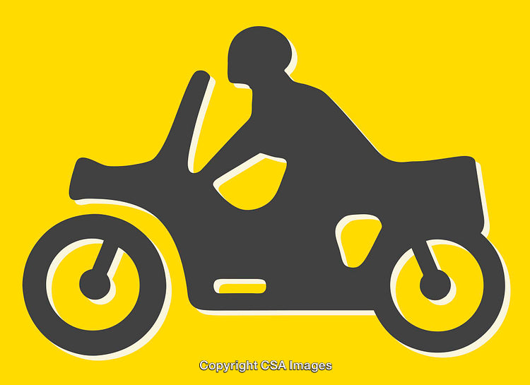 Minimalist Motorcycle Line Art in Gray and Yellow