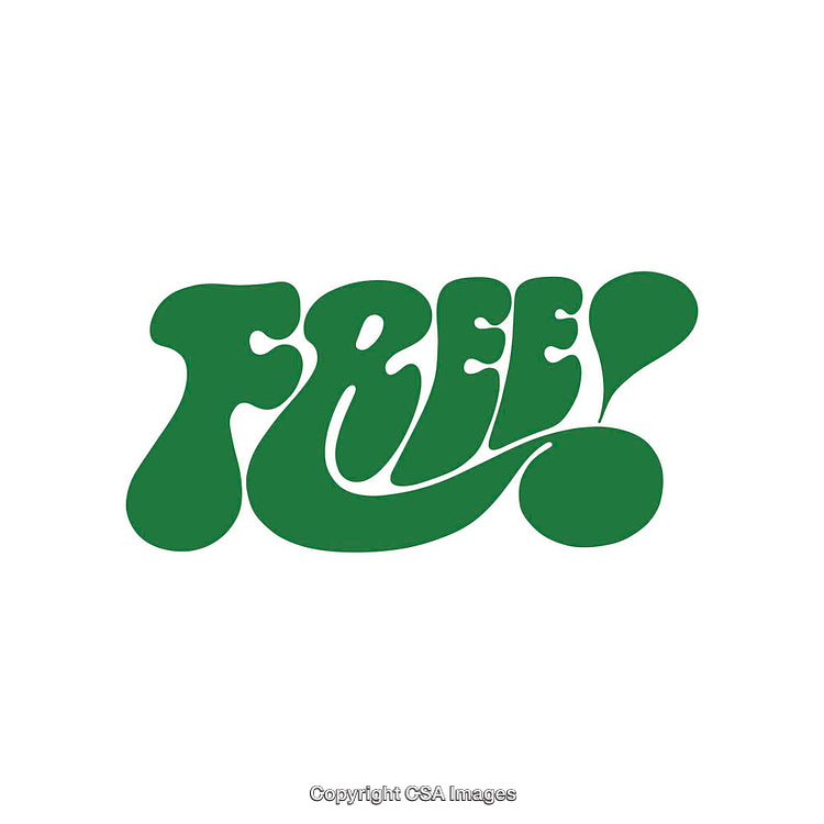 Green Retro Styled Free Text on White Background Artwork