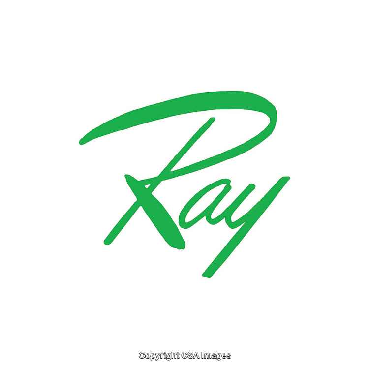 Green Brush Script Calligraphy Featuring the Word 'Ray' on White Background