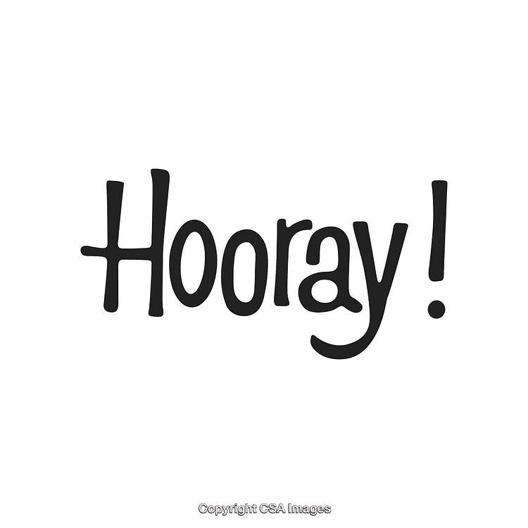 Cheerful Handwritten Lettering with Hooray Text Design in Black and White