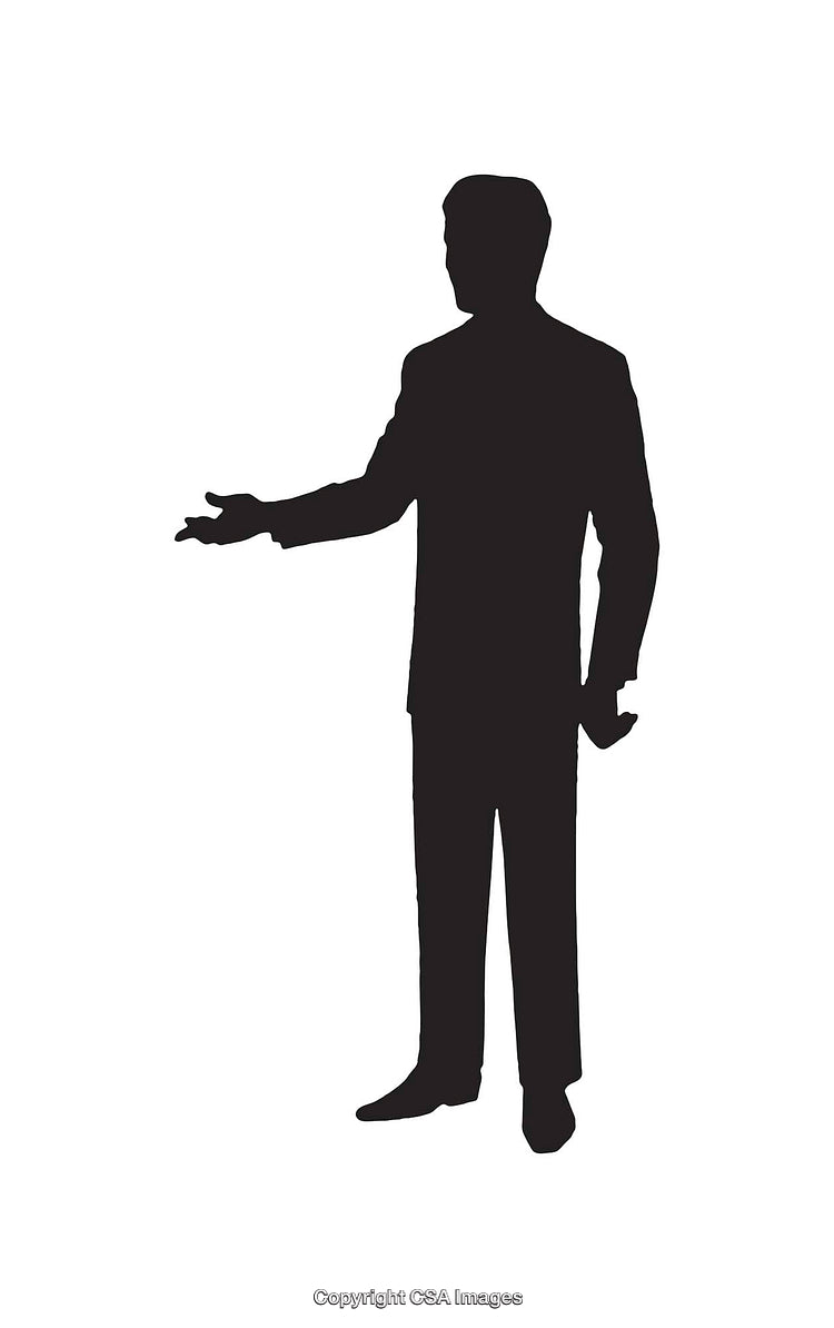 Silhouette of a Man in Formal Suit Reaching Out