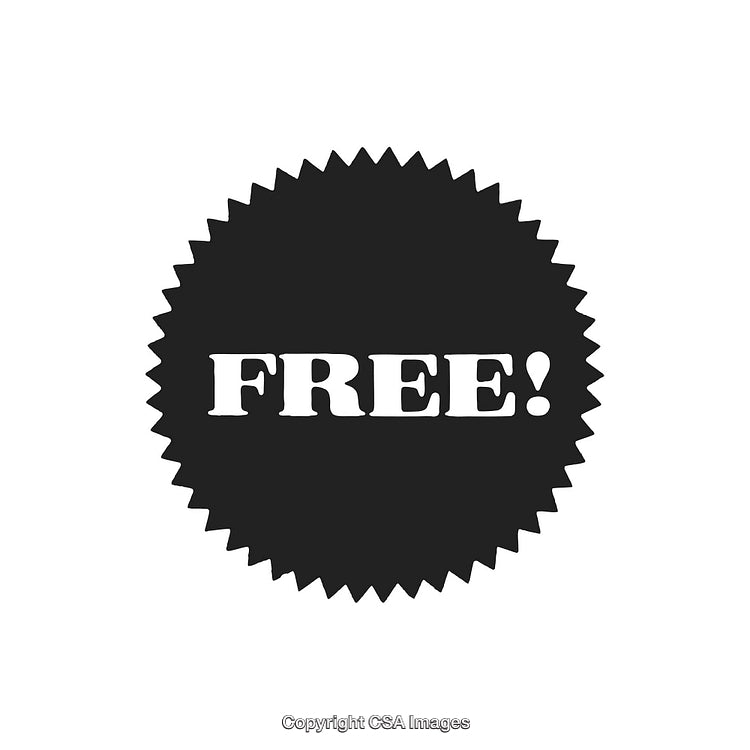 Black And White Graphic Depicting Free Label With Bold Text