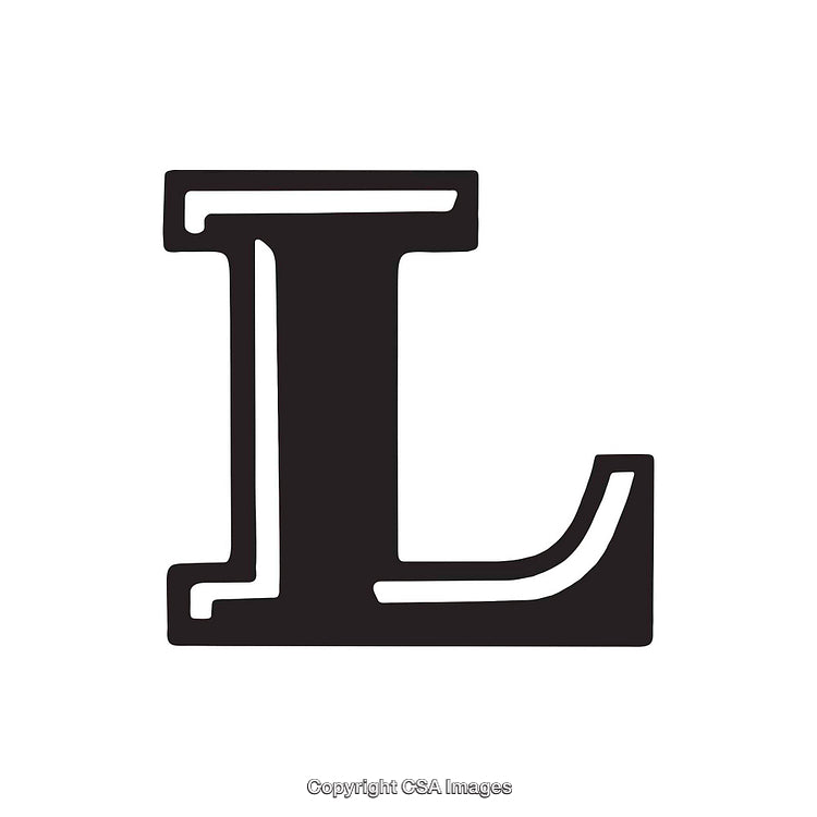 Bold Stylized Letter L in Black and White on White Background