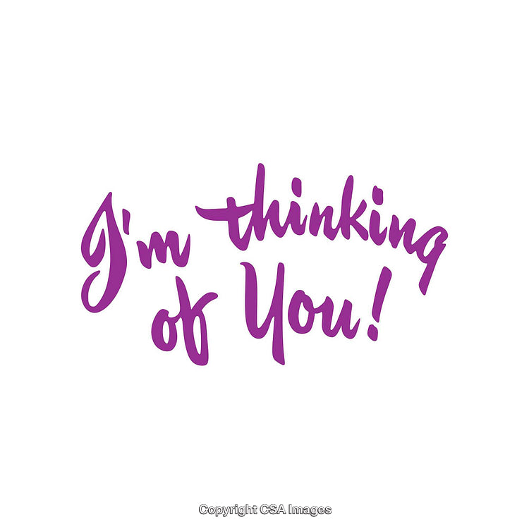 Purple Handwritten Text Displaying 'I'm Thinking of You' on White Background