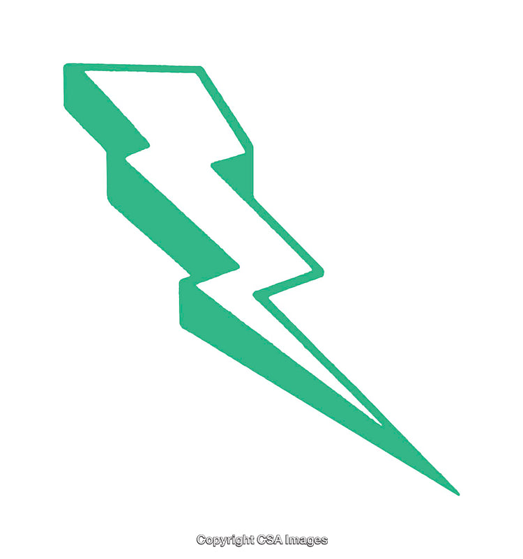 Green Lightning Bolt Icon on a White Background, Simplistic Vector Design