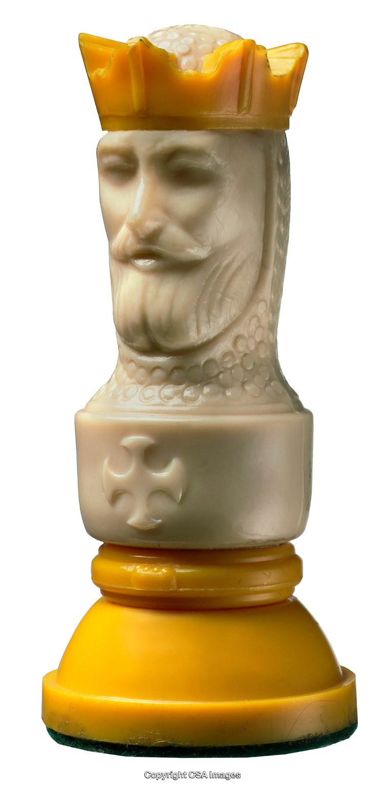 Detailed Chess King Piece with Ornate Crown in Close-Up